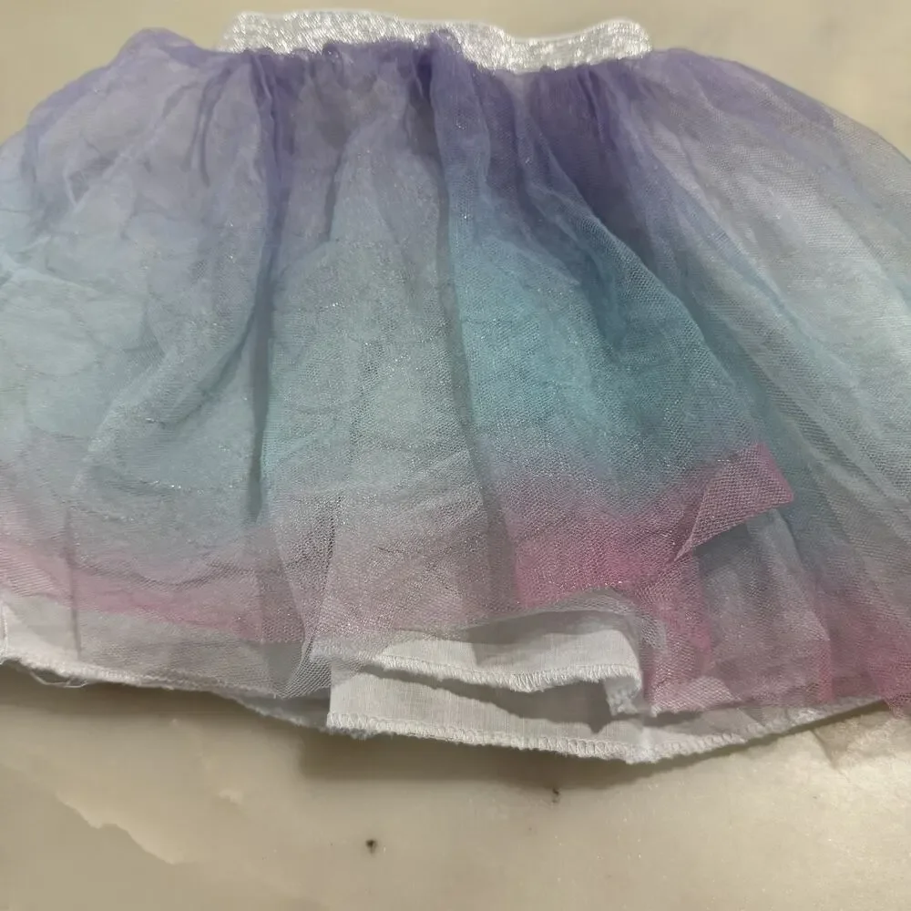 Sparkle Sisters Tulle Tutu Skirt Girls 4T Pink Purple Blue Mermaid Elastic Waist